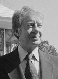 Prezident Jimmy Carter v Bílém domě ve Washingtonu v roce 1977