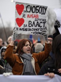 Demonstrace ve městě Kragujevac