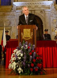 Prezident Miloš Zeman během předávání státních vyznamenání 28. října 2017