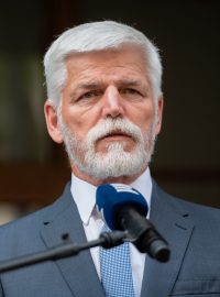 Prezident Petr Pavel měl projev před budovou České rozhlasu