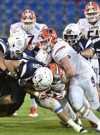 Finále ligy amerického fotbalu mezi týmy Ostrava Steelers a Prague Lions v červenci 2019