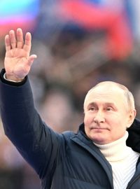 Ruský prezident Vladimir Putin při oslavách anexe Krymu v Moskvě