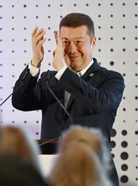 Tomio Okamura na sobotním sjezdu hnutí SPD