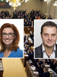 Kandidáti do čela sněmovní komise pro kontrolu GIBS zleva: Mikuláš Ferjenčík, Zuzana Majerová Zahradníková a Zdeněk Ondráček