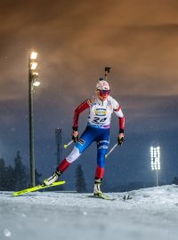 Česká biatlonistka Markéta Davidová na trati ve švédském Östersundu