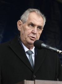 Prezident Zeman při proslovu na Hradčanském náměstí