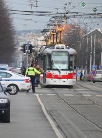 Uzávěrka ulice Lidická v Brně