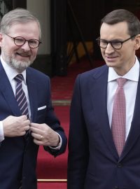 Premiéři Česka a Polska Petr Fiala a Mateusz Morawiecki ve Varšavě