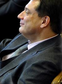 Jiří Paroubek 24. března 2009, v den, kdy jím vyvolané hlasování ukončilo vládu Mirka Topolánka.