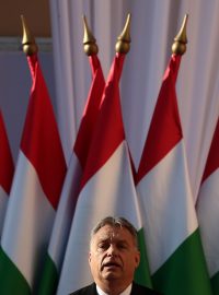 Maďarský premiér Viktor Orbán na posledním předvolebním mítinku před parlamentními volbami v dubnu 2018