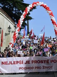 Pochod Hnutí pro život vyrazil po 14.00 z Hradčanského náměstí