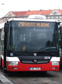 Autobusy SOR NB 12 (vlevo) na lince 218 a Irisbus Citelis 12 na stejné lince.