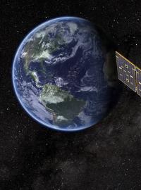 Ilustrační znázornění průzkumného satelitu NASA Transiting Exoplanet Survey Satellite (TESS).