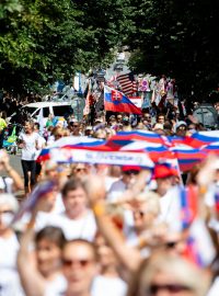 Sokolové zaplnili, i když s drobnými mezerami, celou Pařížskou ulici, poté se končilo na Staroměstském náměstí