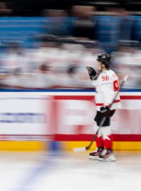 Na úvod třetí třetiny proti Dánsku dal Connor Bedard svůj druhý gól v zápase a celkově čtvrtý na šampionátu