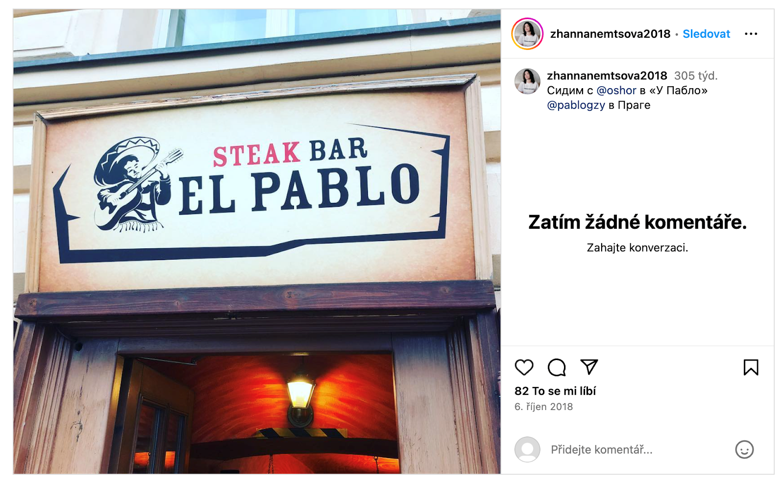 „Posezení se (spoluzakladatelkou Nadace Borise Němcova) Olgou Shorinou a Pablem Gonzálesem u Pabla v Praze.“ | Zdroj: Instagram / Žanna Němcovová