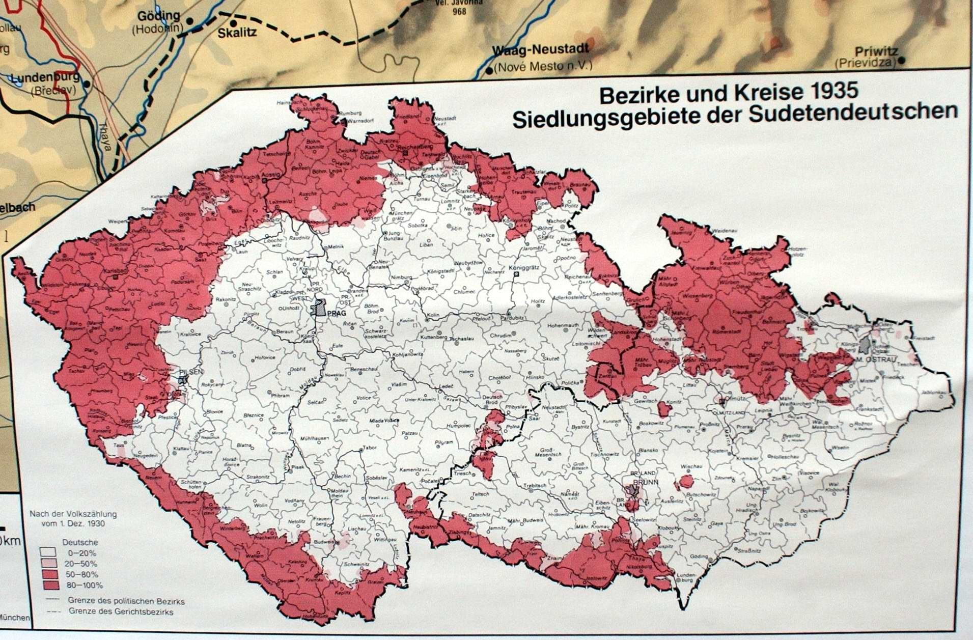 Mapa Sudet s dominantně německým obyvatelstvem | Zdroj: David Malík / CNC / Profimedia